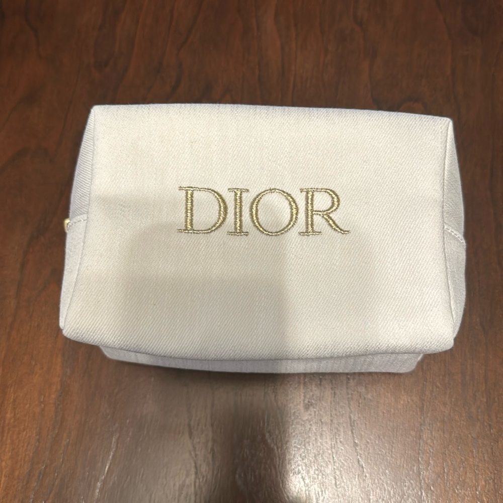 White denim & gold pouch
